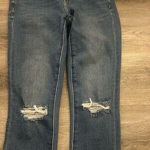 American Eagle Outfitters Blue Distressed Straight Leg Jeans
